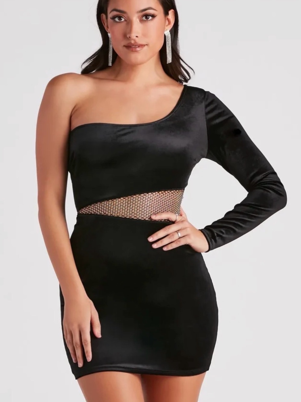 Windsor Keep It Luxe Rhinestone Velvet Mini Dress L